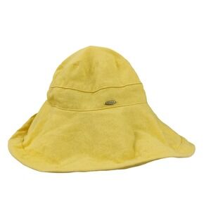 Scala Womens Cottagecore Coastal Sun Hat OS Yellow Wide Brim Adjustable Summer